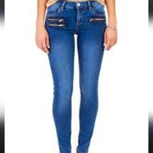 Guess skinny jeans moto style zipper detail  blue